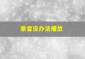 录音没办法播放