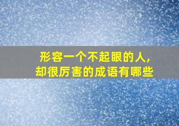 形容一个不起眼的人,却很厉害的成语有哪些