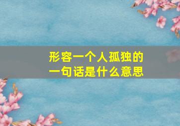 形容一个人孤独的一句话是什么意思