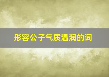 形容公子气质温润的词