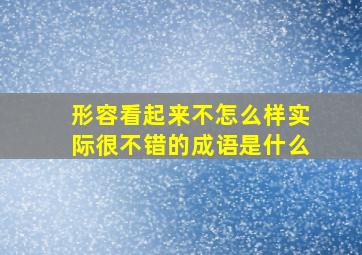 形容看起来不怎么样实际很不错的成语是什么