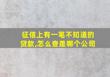 征信上有一笔不知道的贷款,怎么查是哪个公司