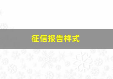 征信报告样式