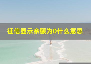 征信显示余额为0什么意思