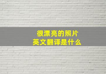 很漂亮的照片英文翻译是什么