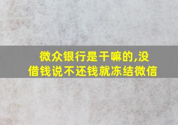 微众银行是干嘛的,没借钱说不还钱就冻结微信