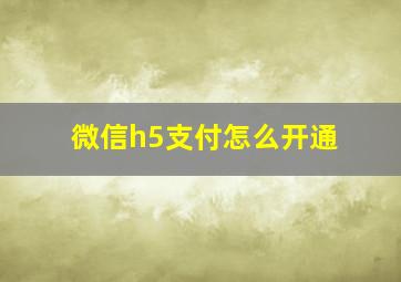 微信h5支付怎么开通