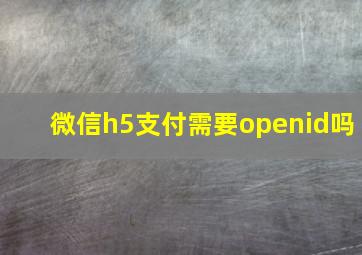 微信h5支付需要openid吗