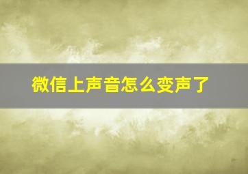 微信上声音怎么变声了