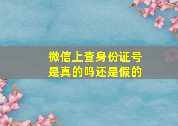 微信上查身份证号是真的吗还是假的