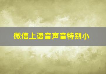 微信上语音声音特别小