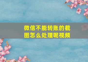 微信不能转账的截图怎么处理呢视频