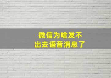 微信为啥发不出去语音消息了