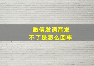 微信发语音发不了是怎么回事