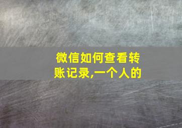 微信如何查看转账记录,一个人的