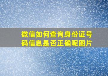 微信如何查询身份证号码信息是否正确呢图片