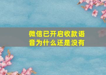 微信已开启收款语音为什么还是没有