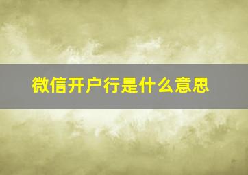 微信开户行是什么意思