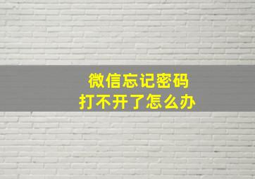 微信忘记密码打不开了怎么办