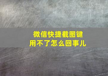 微信快捷截图键用不了怎么回事儿