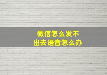 微信怎么发不出去语音怎么办