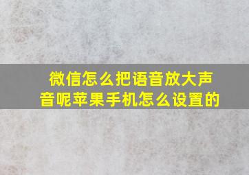 微信怎么把语音放大声音呢苹果手机怎么设置的