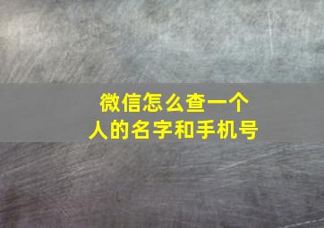 微信怎么查一个人的名字和手机号