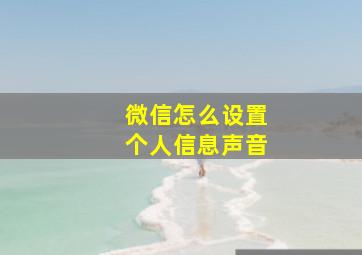 微信怎么设置个人信息声音