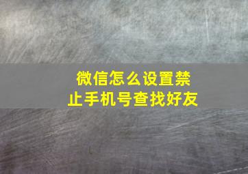 微信怎么设置禁止手机号查找好友