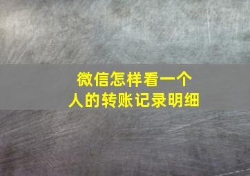 微信怎样看一个人的转账记录明细