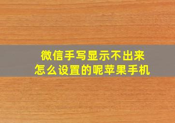 微信手写显示不出来怎么设置的呢苹果手机