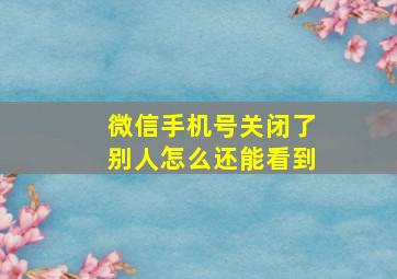 微信手机号关闭了别人怎么还能看到