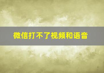 微信打不了视频和语音