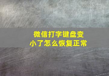 微信打字键盘变小了怎么恢复正常