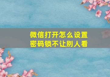 微信打开怎么设置密码锁不让别人看