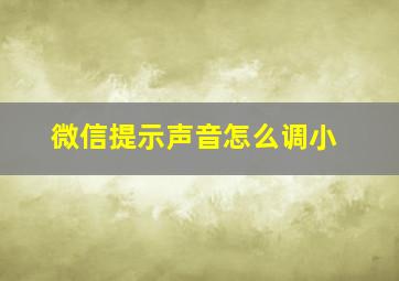 微信提示声音怎么调小