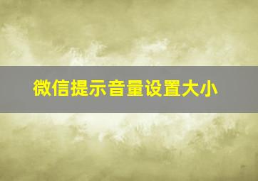 微信提示音量设置大小