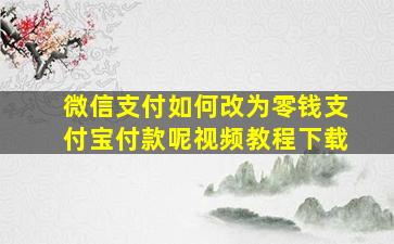 微信支付如何改为零钱支付宝付款呢视频教程下载