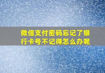 微信支付密码忘记了银行卡号不记得怎么办呢