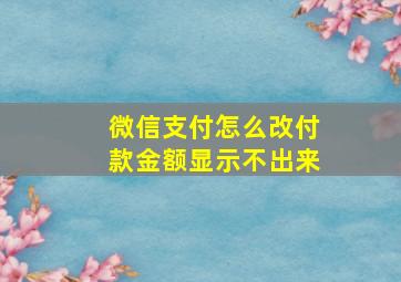 微信支付怎么改付款金额显示不出来