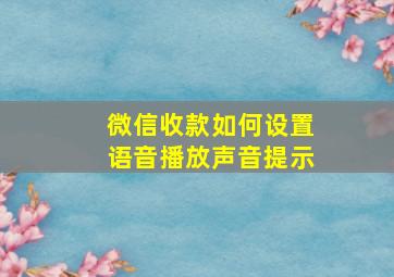 微信收款如何设置语音播放声音提示