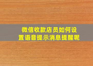 微信收款店员如何设置语音提示消息提醒呢