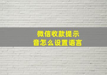 微信收款提示音怎么设置语言