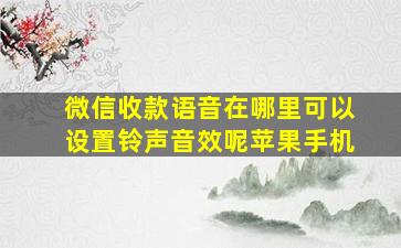 微信收款语音在哪里可以设置铃声音效呢苹果手机