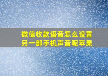 微信收款语音怎么设置另一部手机声音呢苹果