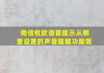 微信收款语音提示从哪里设置的声音提醒功能呢