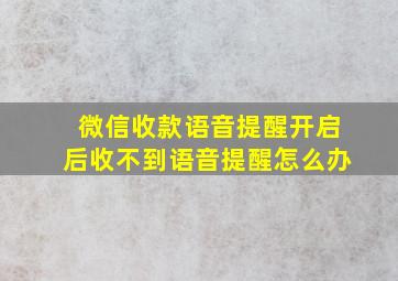 微信收款语音提醒开启后收不到语音提醒怎么办