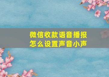 微信收款语音播报怎么设置声音小声