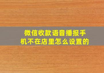 微信收款语音播报手机不在店里怎么设置的