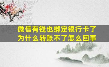 微信有钱也绑定银行卡了为什么转账不了怎么回事